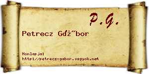 Petrecz Gábor névjegykártya
